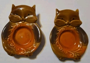 2 Erntekerzen - Keramik Katze Teelicht Kerzenhalter - Bild 1 von 2