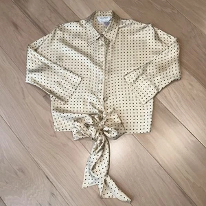 Max Mara Pura Seta Silk Button Up Blouse Belted Wrap Women’s USA 8 - Picture 1 of 7
