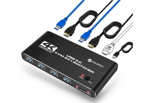 Interrupteur KVM 2 en 1 HDMI 2.0 4K 60Hz USB 3.0 Switch 2 ordinateurs 1 moniteur - Photo 1/5