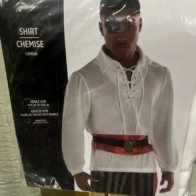 Camisa pirata de novedad de Halloween. Para hombre talla S/M: se adapta hasta 42. Blanco. Nuevo 2025 Foto 1 de 4
