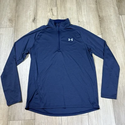 Under Armour Men's L Loose Fit Quarter Zip Pullover Athletic Shirt Blue - Image 1 of 4