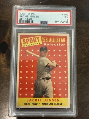1958 Topps Sport Magazine '58 All Star M Jackie Jensen #489 Psa Freshly Graded 5 - Image 1 of 4