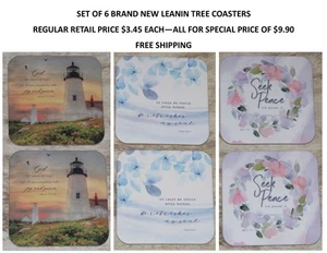 LEANIN TREE Set of 6 Coasters~Cork Backing~Each 3.75"x3.75"~As Pictured~ - Picture 1 of 1