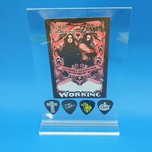 OZZY OSBOURNE authentic backstage pass 4 novelty guitar picks 7.25" display - Picture 1 of 9