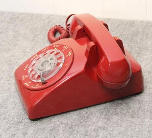 Bell System/Western Electric Rojo Dial Giratorio Teléfono de Escritorio INCREÍBLE ESTADO - Imagen 1 de 13