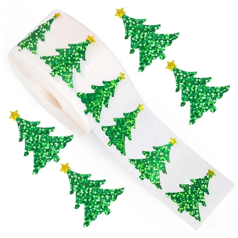 500pcs Christmas Stickers, Bell Christmas Tree Snowflake Ghost Label Stickers - Image 1 of 1