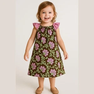 K. Knoodles Mädchen Kleid Größe 9 10 Boutique Engelsflügel rosa grün geblümt - Bild 1 von 6