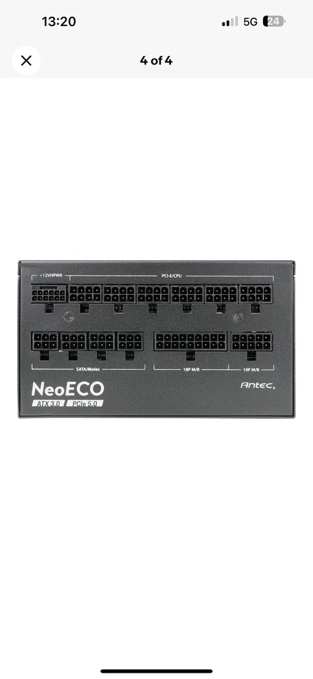 Antec NE1000G M Power Supply PCIe 5.0 Ready Fully Modular, 80+ Gold, Single Rail - Image 1 of 4