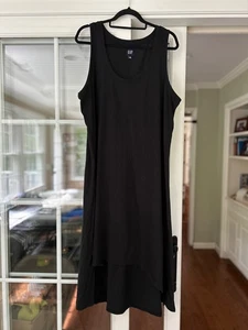 EUC Gap Leinen Tank Kleid XXL True Black Jersey Material Hi Low Ärmellos - Bild 1 von 8