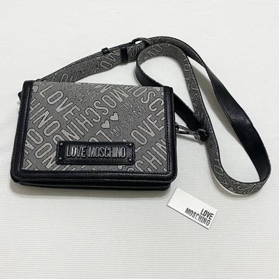 Bolso Bandolera Love Moschino Borsa Jacquard Fucile + PU Nero Gris Negro Logo Foto 1 de 4