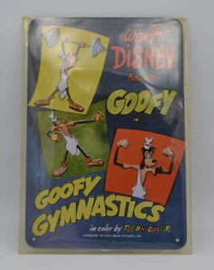 License Plate Tin " Walt Disney Presents Goofy IN - Goofy Gymnastics " - Picture 1 of 1