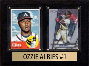 Placa de 2 tarjetas Ozzie Albies Atlanta Braves Topps 6x8 - Imagen 1 de 3