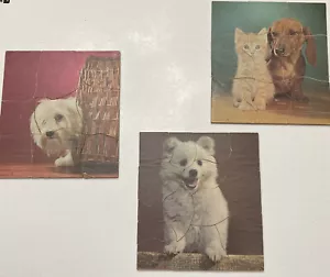 3 Large Piece Puzzle Dog Puppies Kitten Cat Proctor Gamble Premium Rare Vintage - Imagen 1 de 7