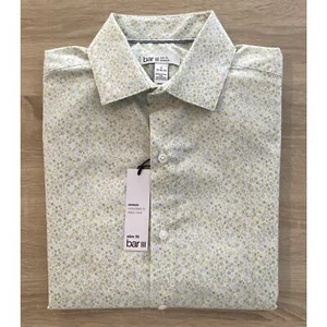 Bar III Men's Small 14-14.5 Slim Fit Floral Print Long Sleeve Dress Shirt NEW - Picture 1 of 13