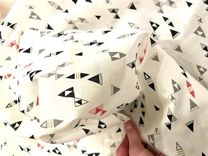 Black, Pink & White Geometric Organic Cotton Fabric 115 X 50cm - Picture 1 of 6
