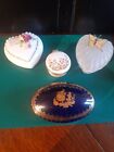 Small Butterfly Frosted Hart Shaped Vintage + Three  Other Trinket Dishs.