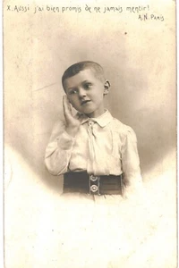 RPPC Malizioso Carino Ragazzo Francese Dottore Ho Promesso di Non Mentire 1901 10/10 - Foto 1 di 2