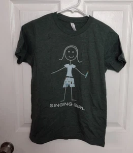 Funny Youth Singer Design T-Shirt, Girl Loves to Sing, Heather Forest L - Picture 1 of 3