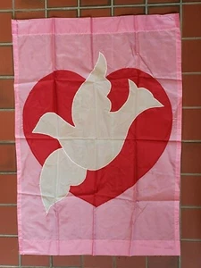 Heart Dove Valentines Large Outdoor Home Flag 33" x 46" Dbl Sided Ex Condition - Picture 1 of 2