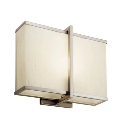 Kichler 10421SN Satin Nickel 1 Light 18W Linen Fabric Shade w/ Matte White -M194 - Image 1 of 4