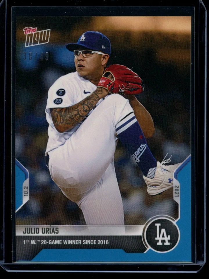 2021 Topps Now #893 Julio Urias Blue Parallel Card #d /49 - Image 1 of 2