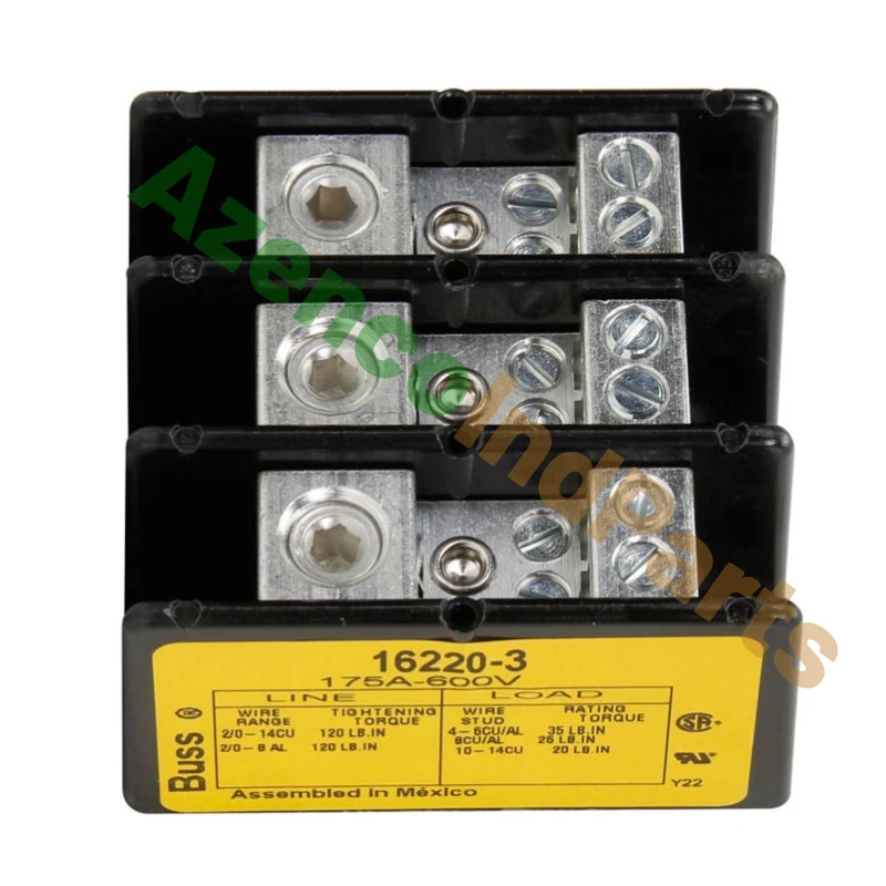 New Eaton Bussman 16220-3 Power Distribution Block 3 Pole 175A 600V - Image 1 of 4