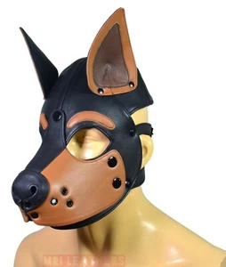 Máscara de cuero para cachorro capucha hocico extraíble - Imagen 1 de 8