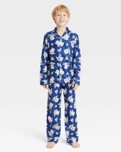 Boys' Star Wars Mandalorian Baby Yoda  2pc Long Sleeve Coat Pajama Set Blue XS - Picture 1 of 5
