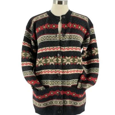 J. Crew Vintage Fair Isle Longline Cardigan Sweater Shetland Wool Hong Kong M - Image 1 of 4