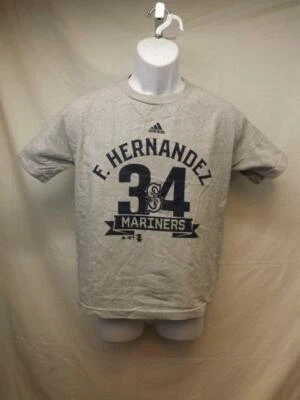 New-Minor Flaw Seattle Mariners Félix Hernández Adidas Youth Large Grey Shirt - Image 1 of 4