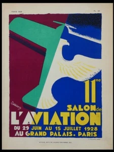 ROGER DE VALERIO, AVIATION SHOW POSTER - LITHOGRAPH 1928 - CALAVAS - Picture 1 of 1