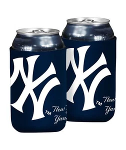 New York Yankees Can or Bottle Coozie Set of 2, MLB Koozie Oversized Logo - Picture 1 of 1