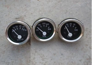 2" /52mm Electrical Oil Pressure Oil Temp Volt -Black Chrome - Picture 1 of 5