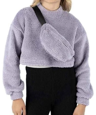 Speechless kids girls size XL fleece pullover shirt Crossbody bag purple - Image 1 of 4