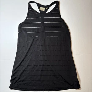 Athleta Tank Top Womens Medium Black Sheer Stripe Size M - Picture 1 of 6