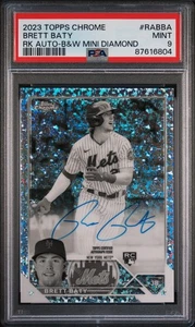 2023 Topps Chrome Brett Baty Rookie Auto Black & White Mini-Diamond PSA 9 - Bild 1 von 2
