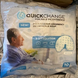 QuickChange Men's Abdorbency Incontinence Wrap One Size 3 In 1 Solution 10 CT - Picture 1 of 2
