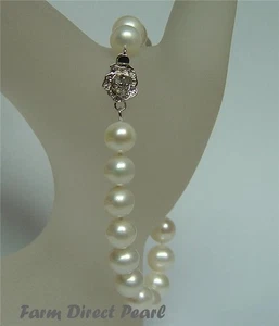 Genuine 9-10mm White Cultured Freshwater Pearl Bracelet 7.5" - Picture 1 of 1