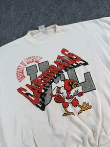 Vintage Louisville Cardinals Sweatshirt Mens 2XL White NCAA College Crewneck 90s - Picture 1 of 15