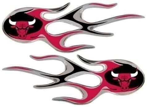 Chicago Bulls Pair of Decal Sticker Emblem, Air Puffed Raised, Micro Flame... - Image 1 of 1