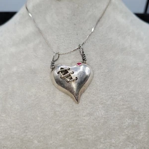 Sterling Healing Heart, W/Ruby ,925 Chain 16" - Picture 1 of 6