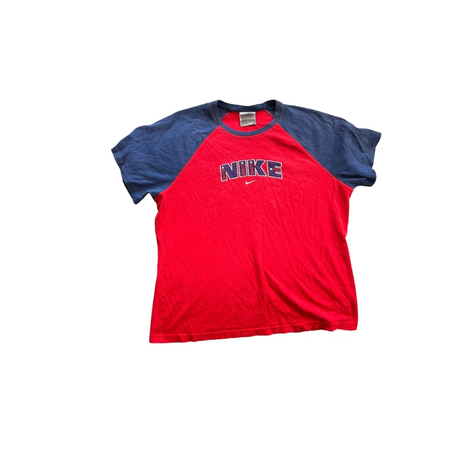 Camiseta Nike De Colección Años 90 Para Hombre XL Roja Azul Logo Deletreado Estrellas de Estados Unidos De Colección Foto 1 de 3