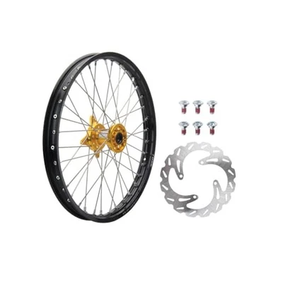 Paquete completo de rueda delantera Tusk Impact 21 x 1,60 llanta negra/radios plateados/amarillo Foto 1 de 3