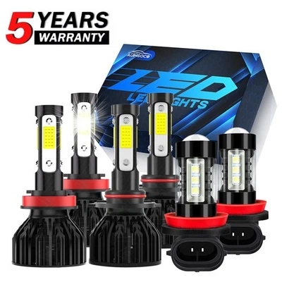 适用于讴歌 ILX 2013 2014 年 2015 LED 车头灯和雾灯灯泡组合透明白色 6 — 第 1/4 张图片