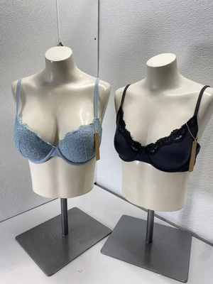 Skims Womens Push-Up Denim & Unlined Demi Bra Set of 2 Size 34D Denim, Black - Image 1 of 4