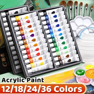 Juego de pintura acrílica vibrante 12/18/24/36 colores, 12 ml/0,42 oz kit de pintura acrílica para - Imagen 1 de 14
