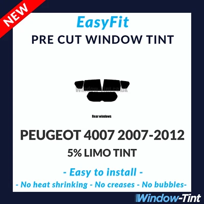 EasyFit Static Pre Cut Window Tint For Peugeot 4007 2007-2012 - 5% Limo Rear - Image 1 of 3