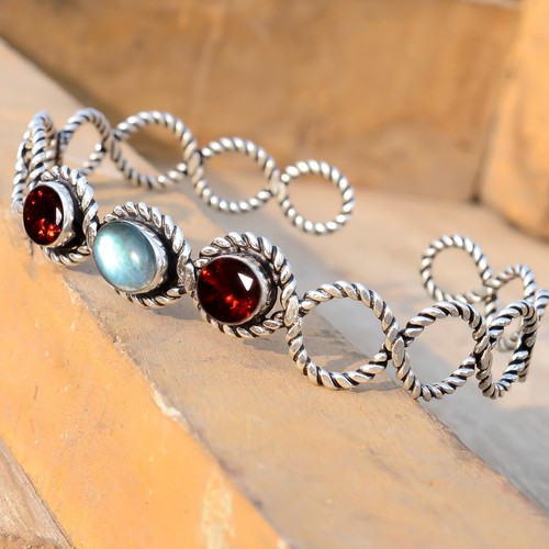 VALENTINO Bracciale in argento sterling 925 con pietra preziosa taglio labradorite e granato regalo moderno