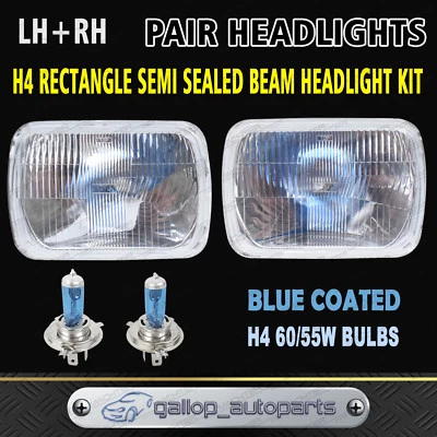 Rectangle Headlight Upgrade Kit 2 x Lamps High Watt H4 Conversion Style Light - image 1 of 4