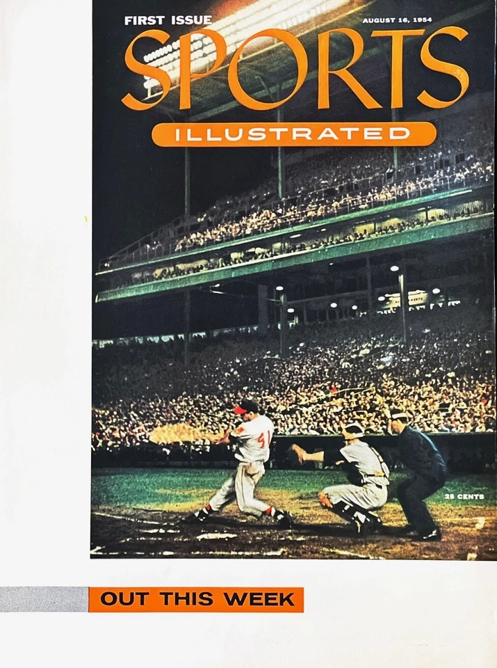 Promoción publicitaria 1954, primer deporte ilustrado genuino vintage solo anuncio impreso Foto 1 de 1